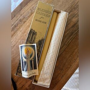Rare mid century Catholic religious blessed anointing of the sick candles